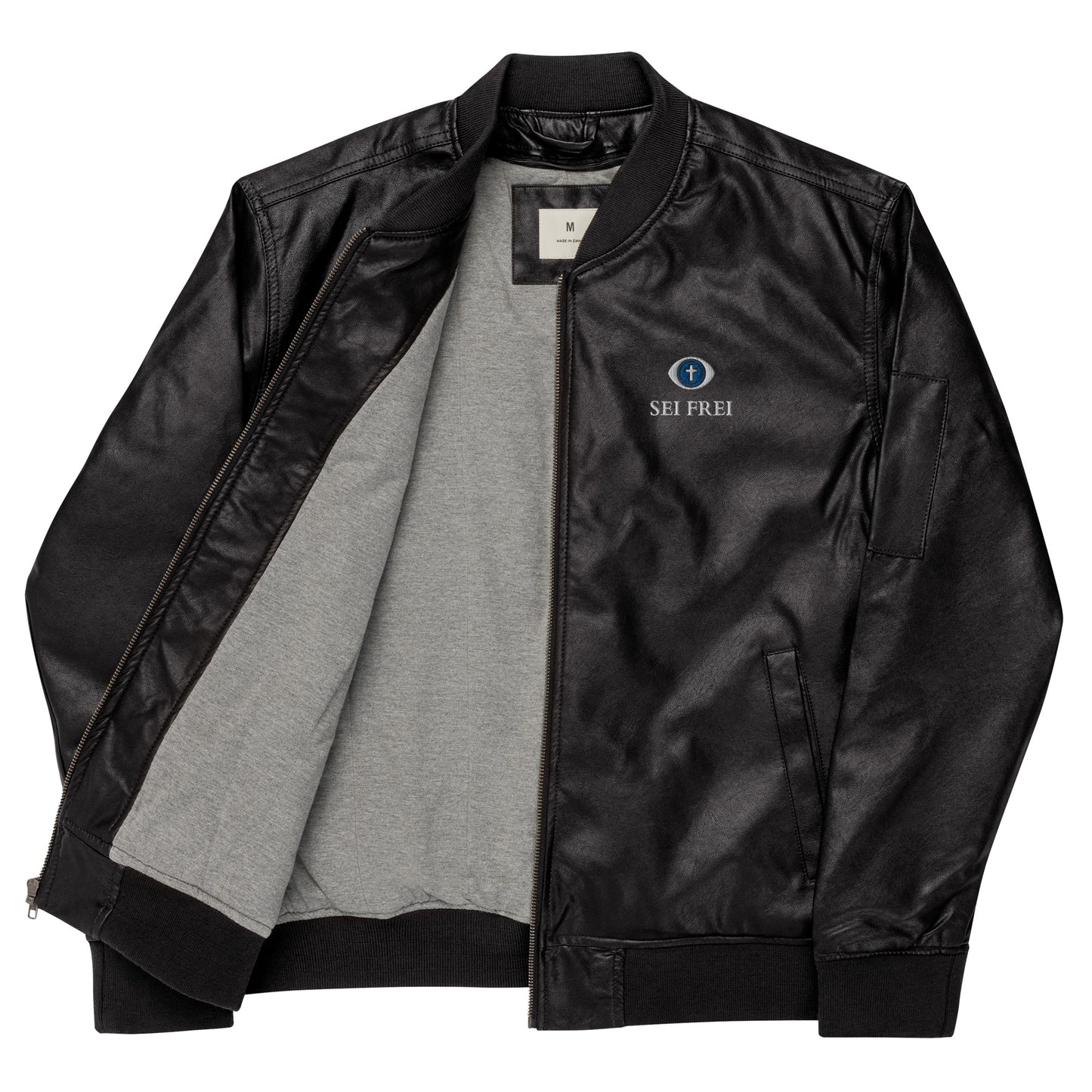 SEI FREI Classics Embroidered Leather Bomber Jacket - Water