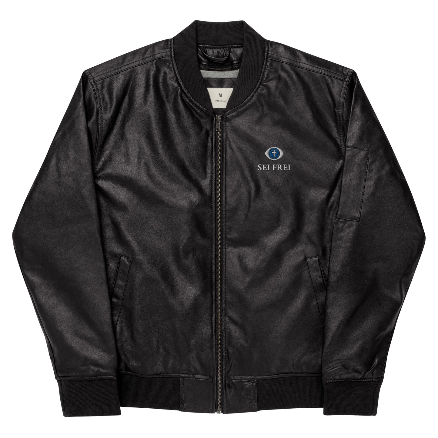 SEI FREI Classics Embroidered Leather Bomber Jacket - Water