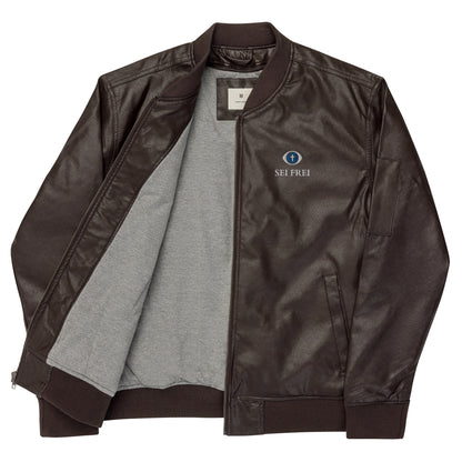 SEI FREI Classics Embroidered Leather Bomber Jacket - Water