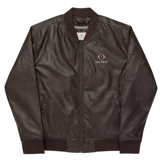 SEI FREI Classics Embroidered Leather Bomber Jacket - Wine