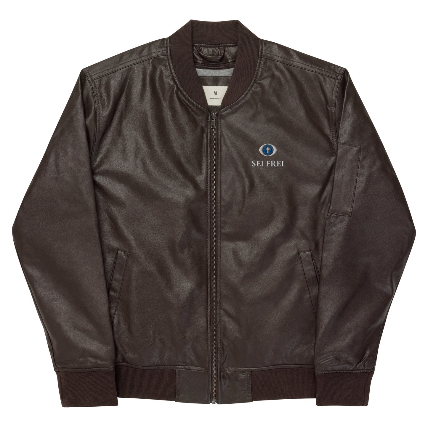 SEI FREI Classics Embroidered Leather Bomber Jacket - Water