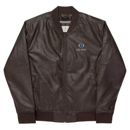 SEI FREI Classics Embroidered Leather Bomber Jacket - Water