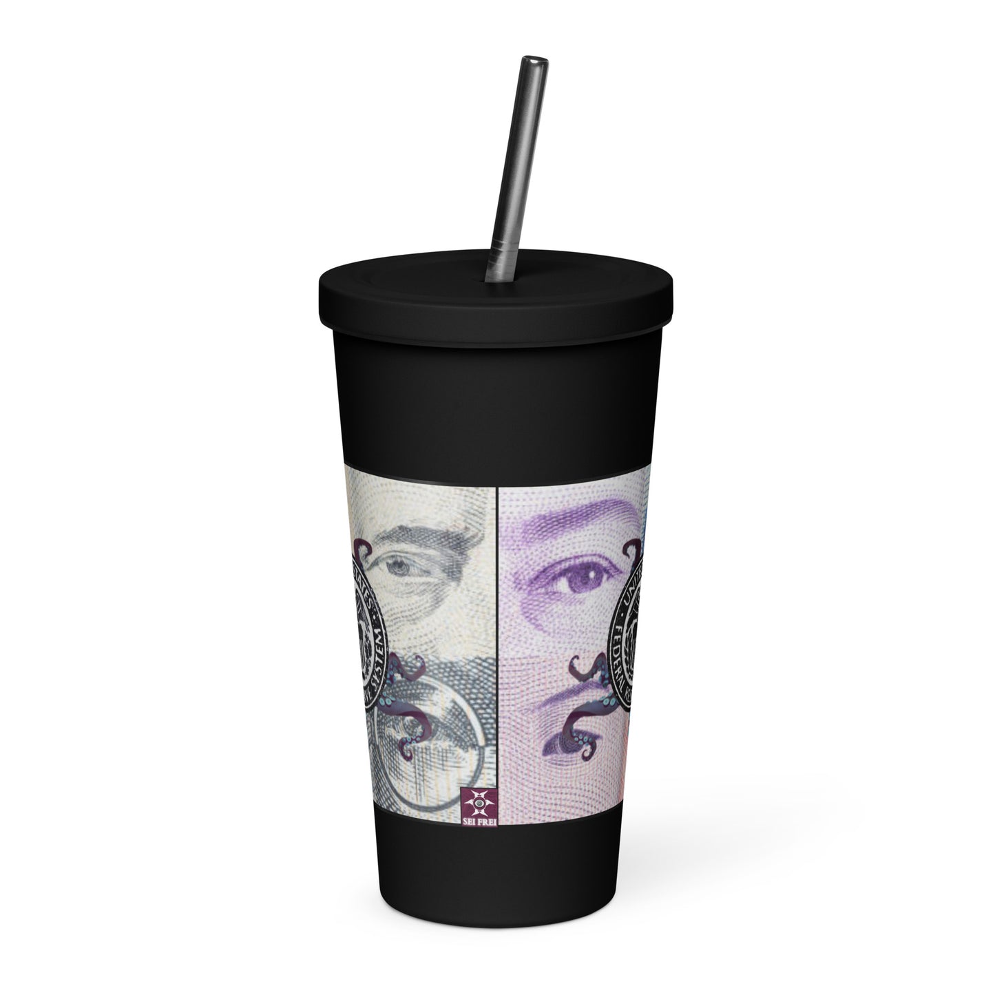 Central Dranking Insulated tumbler with a straw