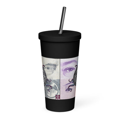 Central Dranking Insulated tumbler with a straw