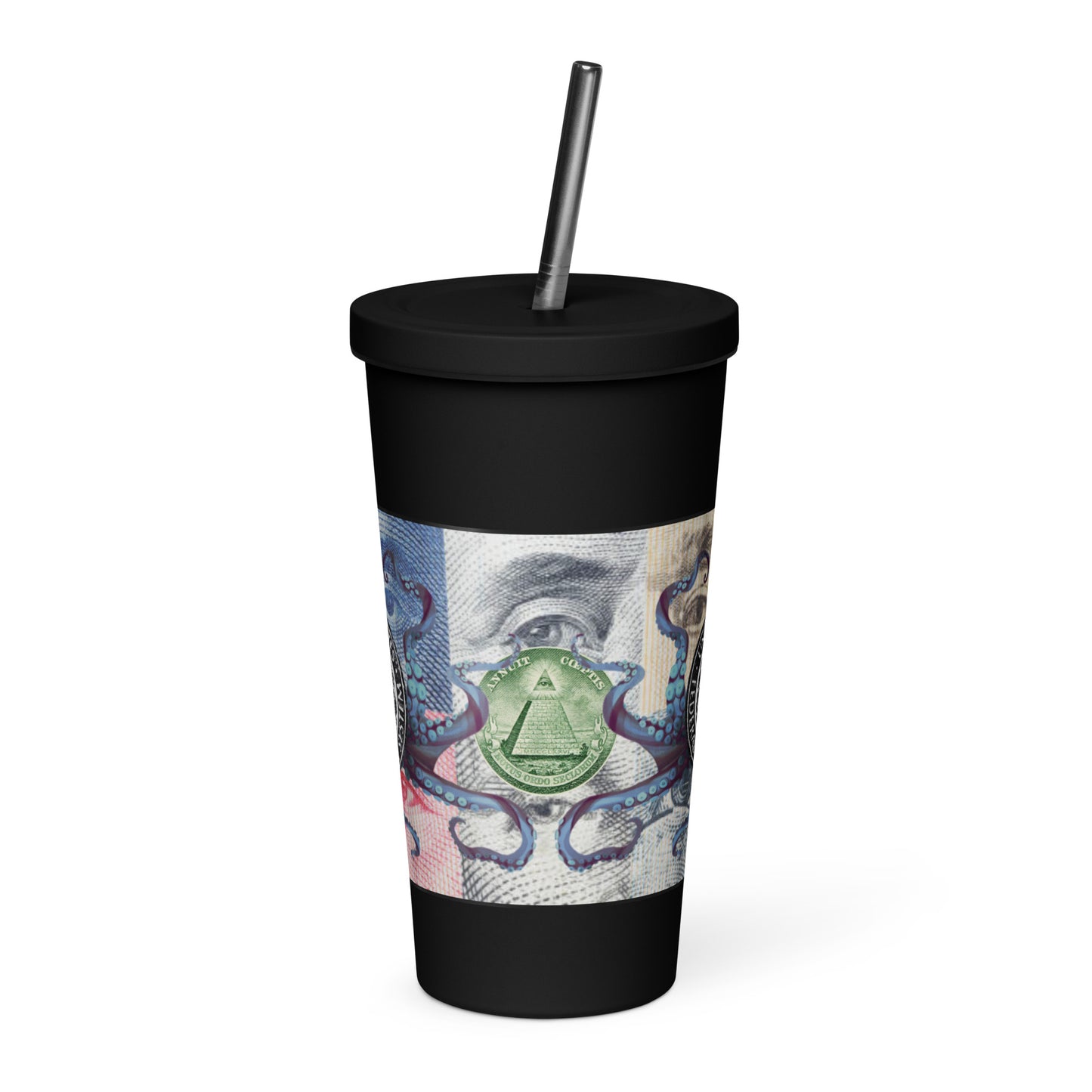 Central Dranking Insulated tumbler with a straw