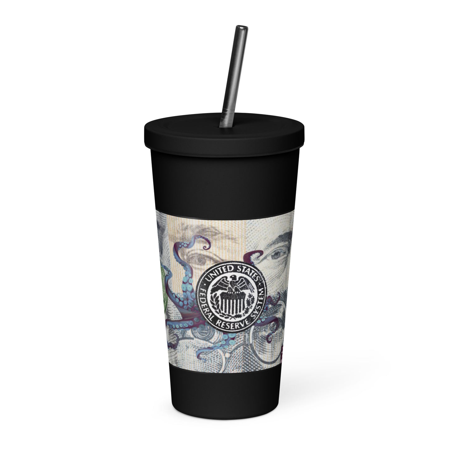 Central Dranking Insulated tumbler with a straw