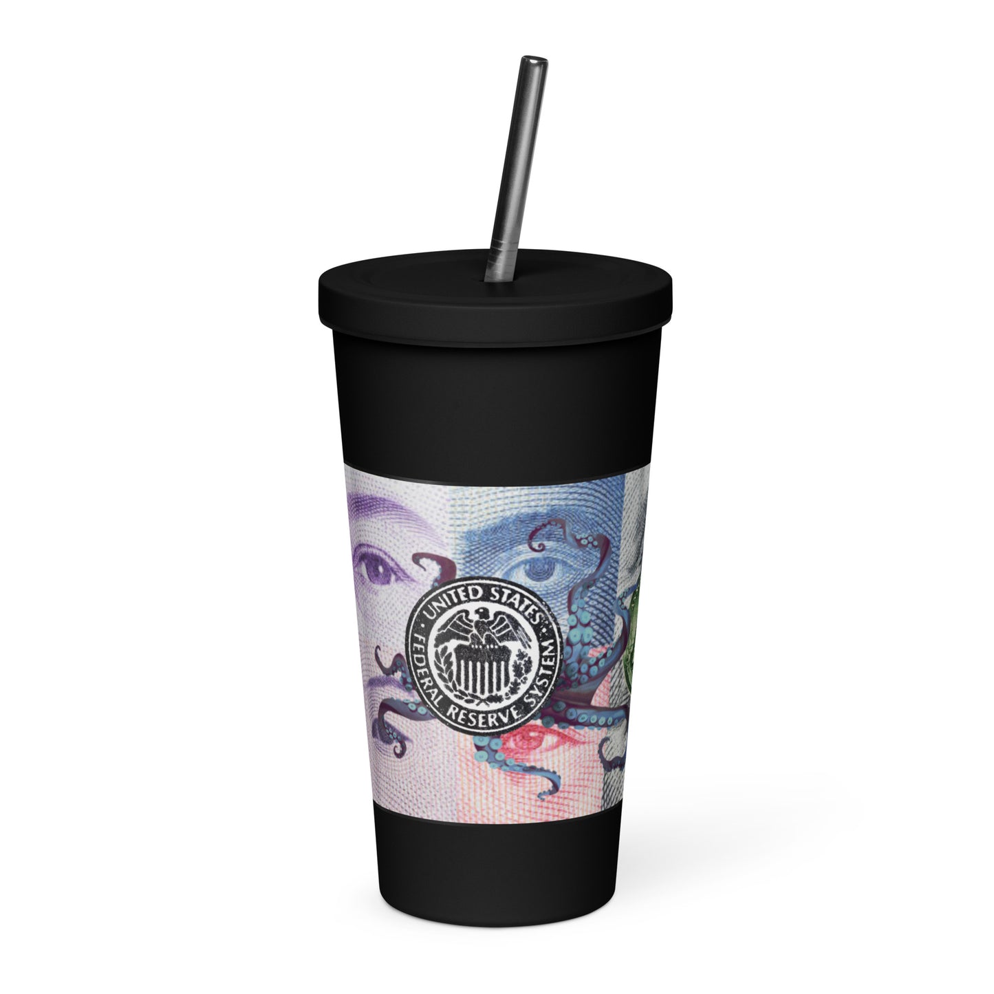 Central Dranking Insulated tumbler with a straw