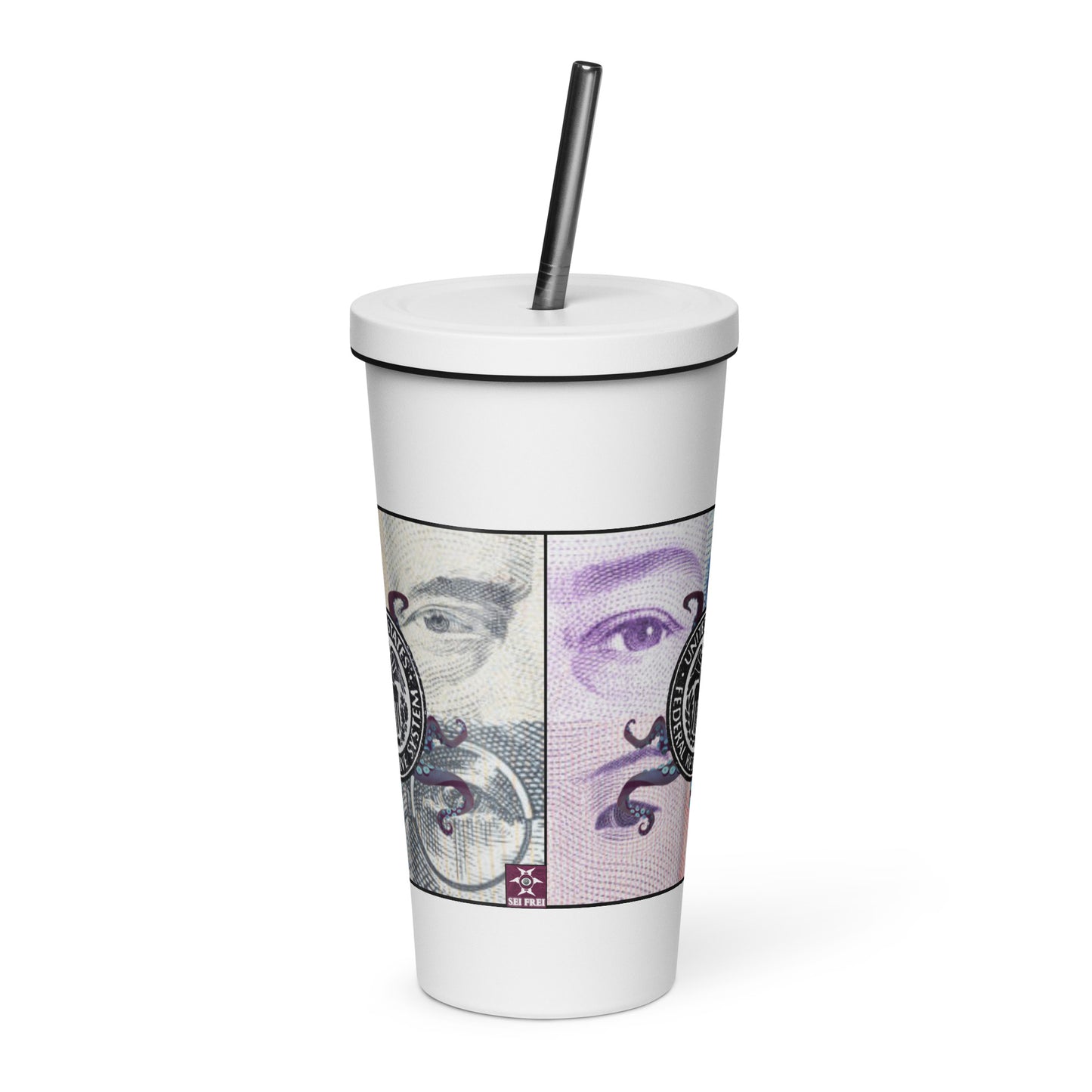 Central Dranking Insulated tumbler with a straw