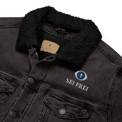 SEI FREI Classics Embroidered Unisex denim sherpa jacket - Water